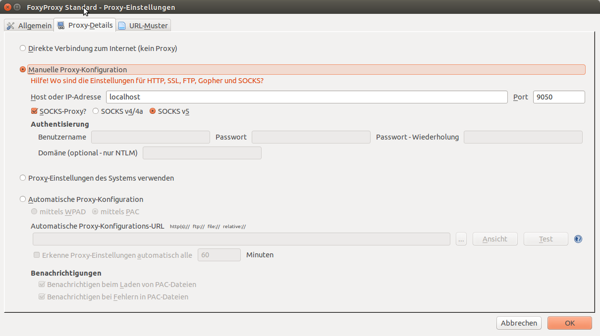 FoxyProxy SOCKS Config